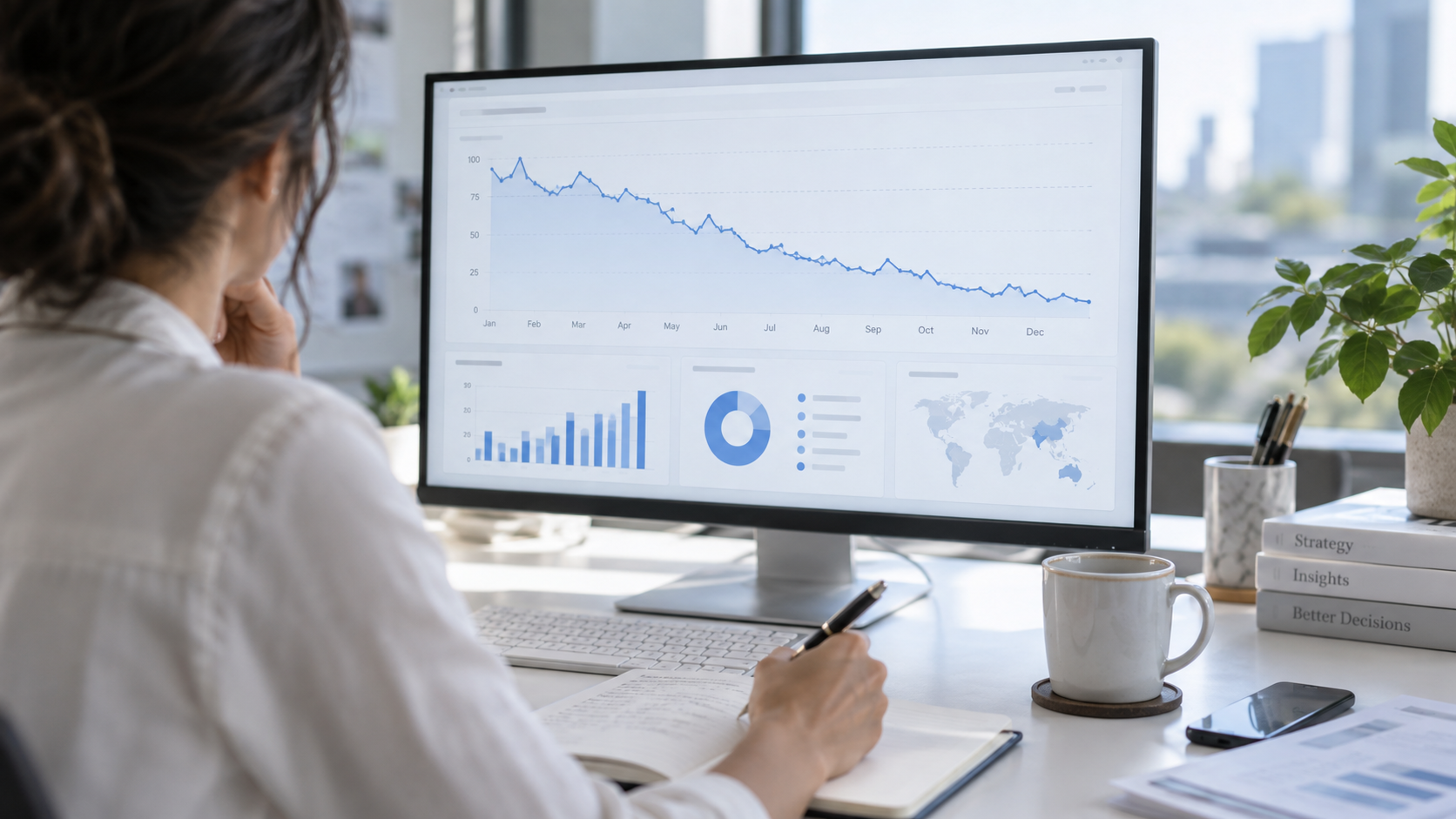 Analyse eines fallenden Diagramms am Bildschirm